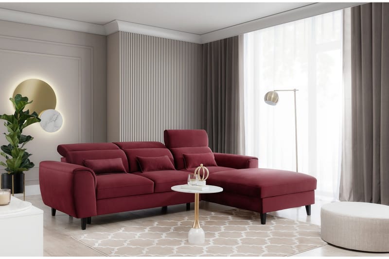 Manni 3-seters Sovesofa m. Divan med Oppbevaring, Rød