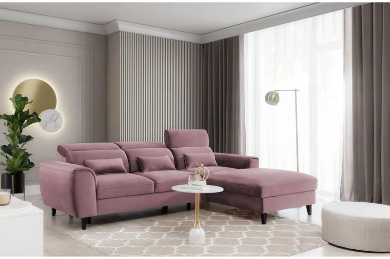 Manni 3-seters Sovesofa m. Divan med Oppbevaring - Rosa - Møbler - Sofaer - Sovesofaer - Sovesofa divan
