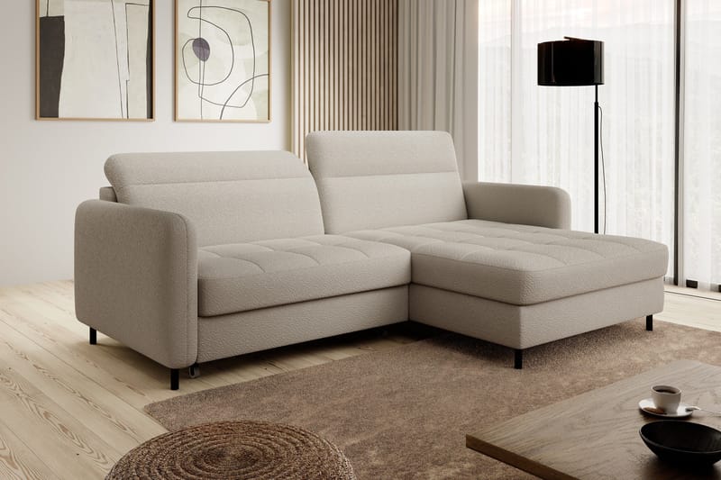 Manoti 3-seters Sovesofa m. Divan med Oppbevaring, Beige
