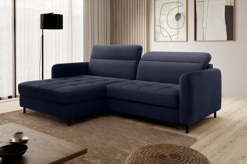 Manoti 3-seters Sovesofa m. Divan med Oppbevaring - Blå - Møbler - Sofaer - Sovesofaer - Sovesofa divan