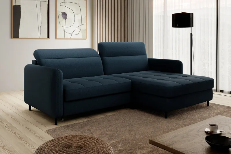 Manoti 3-seters Sovesofa m. Divan med Oppbevaring, Blå