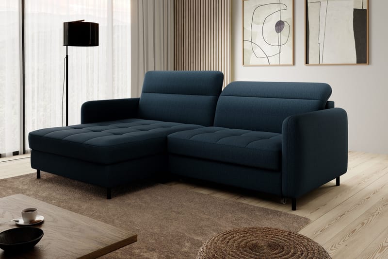 Manoti 3-seters Sovesofa m. Divan med Oppbevaring, Blå