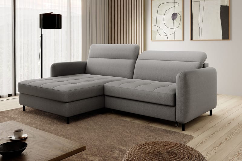 Manoti 3-seters Sovesofa m. Divan med Oppbevaring - Grå - Møbler - Sofaer - Sovesofaer - Sovesofa divan