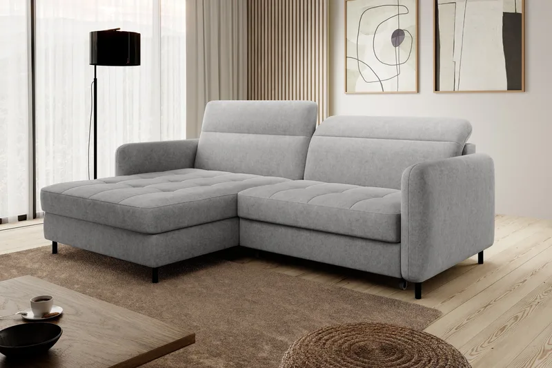 Manoti 3-seters Sovesofa m. Divan med Oppbevaring, Grå
