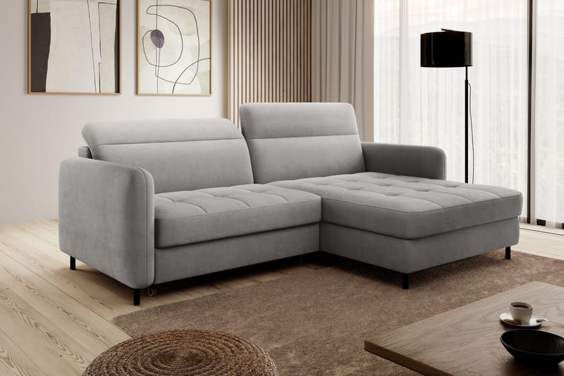 Manoti 3-seters Sovesofa m. Divan med Oppbevaring - Grå - Møbler - Sofaer - Sovesofaer - Sovesofa divan