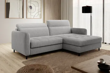 Manoti 3-seters Sovesofa m. Divan med Oppbevaring - Grå - Møbler - Sofaer - Sovesofaer - Sovesofa divan