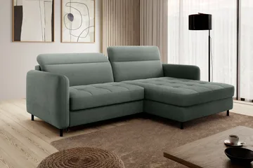 Manoti 3-seters Sovesofa m. Divan med Oppbevaring - Grå - Møbler - Sofaer - Sovesofaer - Sovesofa divan