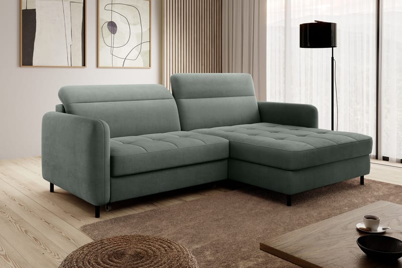 Manoti 3-seters Sovesofa m. Divan med Oppbevaring - Grå - Møbler - Sofaer - Sovesofaer - Sovesofa divan