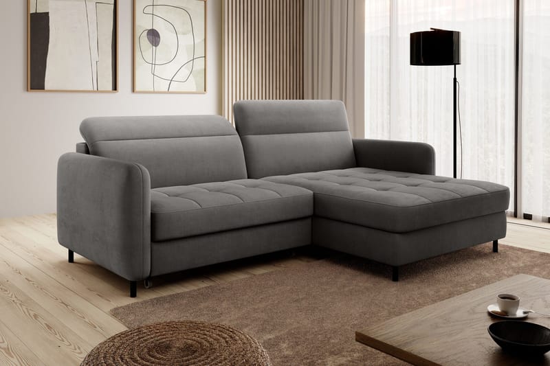 Manoti 3-seters Sovesofa m. Divan med Oppbevaring, Grå