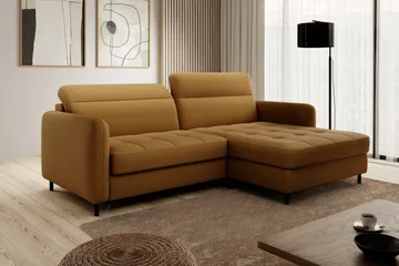 Manoti 3-seters Sovesofa m. Divan med Oppbevaring - Gul - Møbler - Sofaer - Sovesofaer - Sovesofa divan