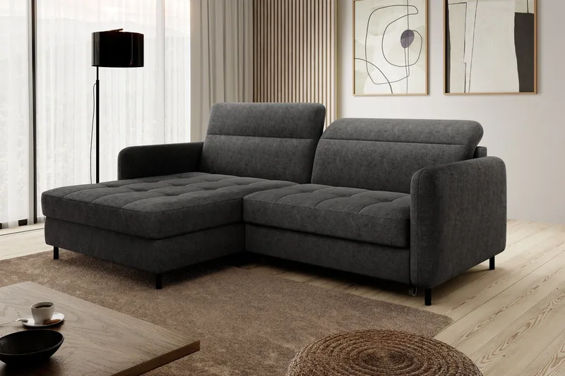 Manoti 3-seters Sovesofa m. Divan med Oppbevaring, Mørkegrå