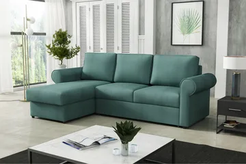 Monaco Hjørnesofa - Turkis - Møbler - Sofaer - Sovesofaer - Sovesofa divan