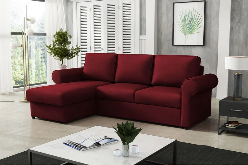 Monaco Hjørnesofa - Vinrød - Møbler - Sofaer - Sovesofaer - Sovesofa divan