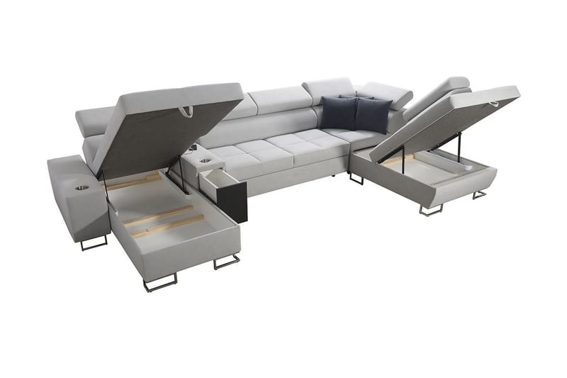 Morenia 4-seter Sovesofa 127x195 cm med Oppbevaring i Stoff - Grå - Møbler - Sofaer - Sovesofaer - Sovesofa divan