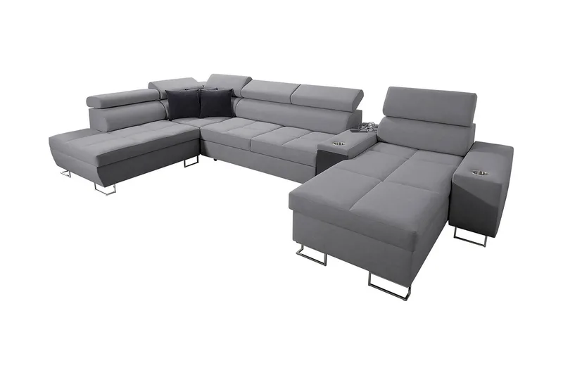 Morenia 4-seter Sovesofa 127x195 cm med Oppbevaring i Stoff, Grå