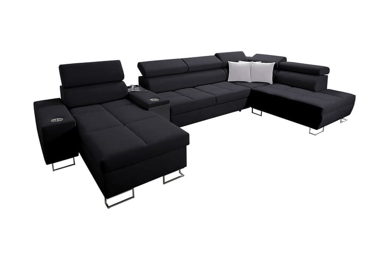 Morenia 4-seter Sovesofa 127x195 cm med Oppbevaring i Stoff, Svart