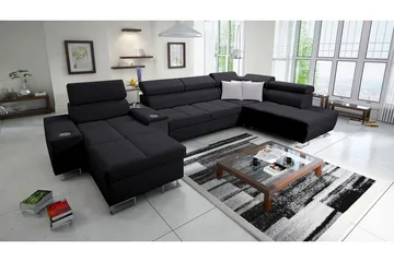 Morenia 4-seter Sovesofa 127x195 cm med Oppbevaring i Stoff - Svart - Møbler - Sofaer - Sovesofaer - Sovesofa divan