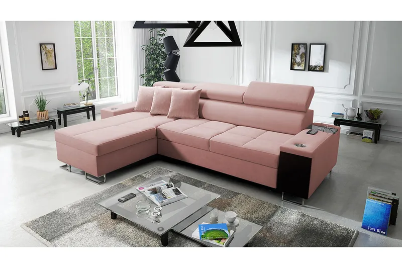 Morenia 4-seters Hjørnesovesofa Venstre - Rosa - Møbler - Sofaer - Sovesofaer - Sovesofa divan