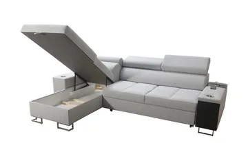 Morenia Langsgående L-hjørnesovesofa 4-sæder med Opbevaring i Fløjl Venstre - Rosa - Møbler - Sofaer - Sovesofaer - Sovesofa divan