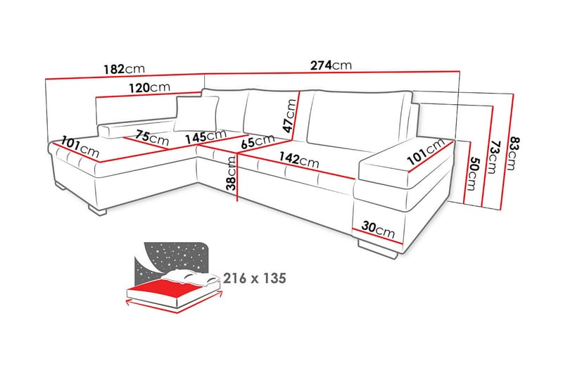 Naoma Hjørnesovesofa Universal 135x216 cm med Oppbevaring i Fløyel - Blå - Møbler - Sofaer - Sovesofaer - Sovesofa divan