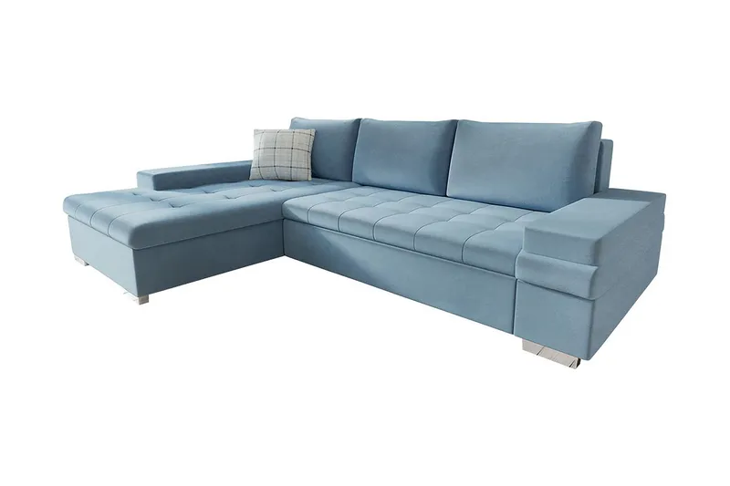 Naoma Hjørnesovesofa Universal 135x216 cm med Oppbevaring i Fløyel, Blå