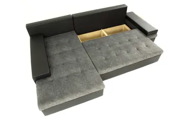 Naoma Hjørnesovesofa Universal 135x216 cm med Oppbevaring i Fløyel - Blå - Møbler - Sofaer - Sovesofaer - Sovesofa divan