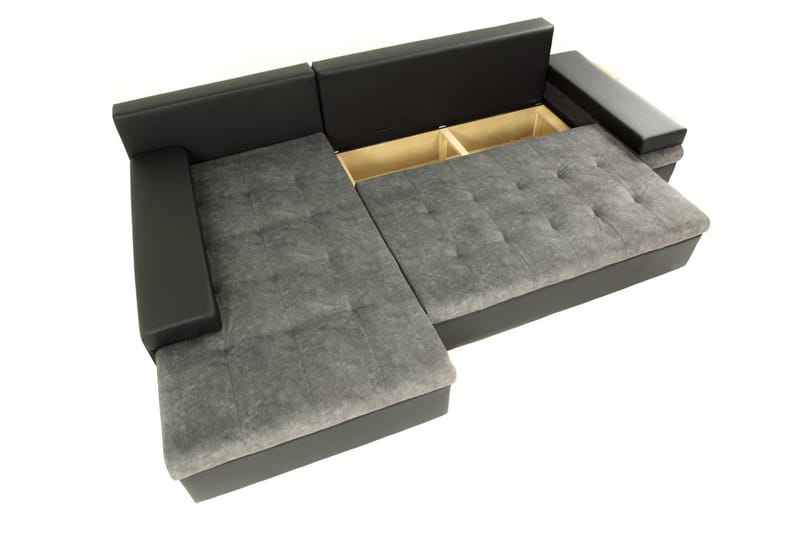 Naoma Hjørnesovesofa Universal 135x216 cm med Oppbevaring i Fløyel - Blå - Møbler - Sofaer - Sovesofaer - Sovesofa divan
