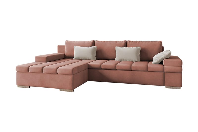 Naoma Sovesofa m. Divan 3-seters L-formet, Rosa