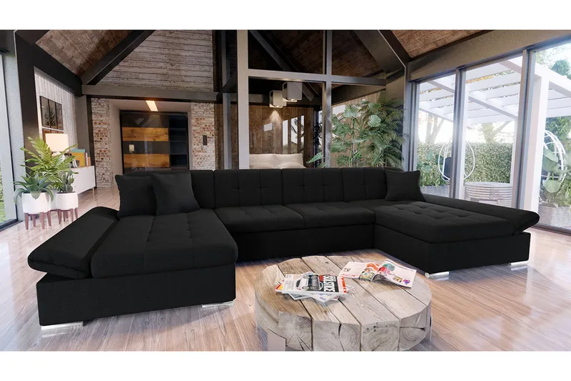 Niesha U-sovesofa - Svart - Møbler - Sofaer - Sovesofaer - Sovesofa divan