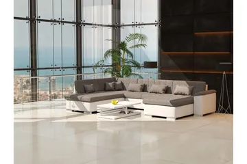 Niko U-sovesofa 350x205x76 cm - Beige / Grå - Møbler - Sofaer - Sovesofaer - Sovesofa divan