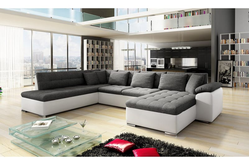 Niko U-sovesofa 350x205x76 cm - Beige / Grå - Møbler - Sofaer - Sovesofaer - Sovesofa divan