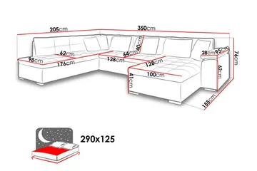 Niko U-sovesofa 350x205x76 cm - Beige / Grå - Møbler - Sofaer - Sovesofaer - Sovesofa divan