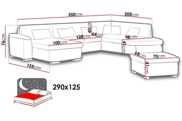 Niko U-sovesofa 350x205x76 cm - Beige / Grå - Møbler - Sofaer - Sovesofaer - Sovesofa divan