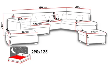 Niko U-sovesofa 350x205x76 cm - Beige / Grå - Møbler - Sofaer - Sovesofaer - Sovesofa divan