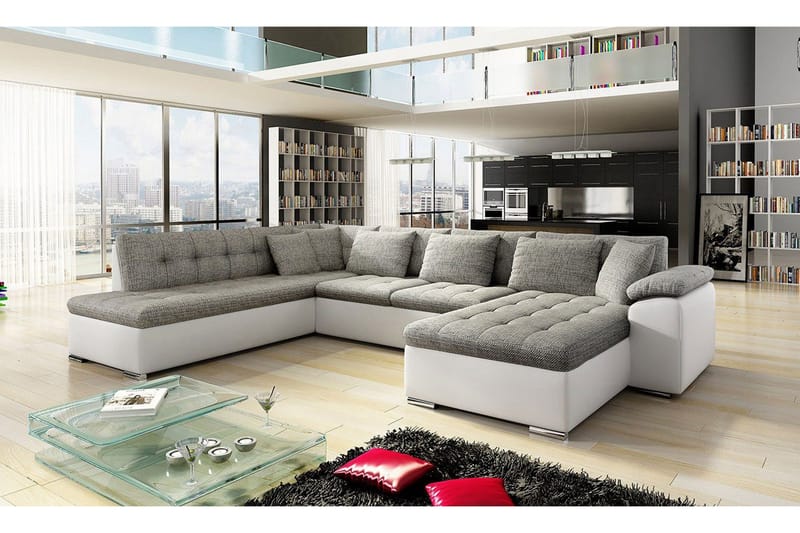 Niko U-sovesofa 350x205x76 cm - Beige / Grå - Møbler - Sofaer - Sovesofaer - Sovesofa divan