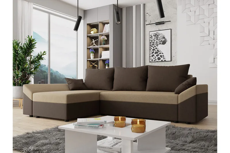 Ovadia 5-seters Sovesofa - Brun/Beige - Møbler - Sofaer - Sovesofaer - Sovesofa divan