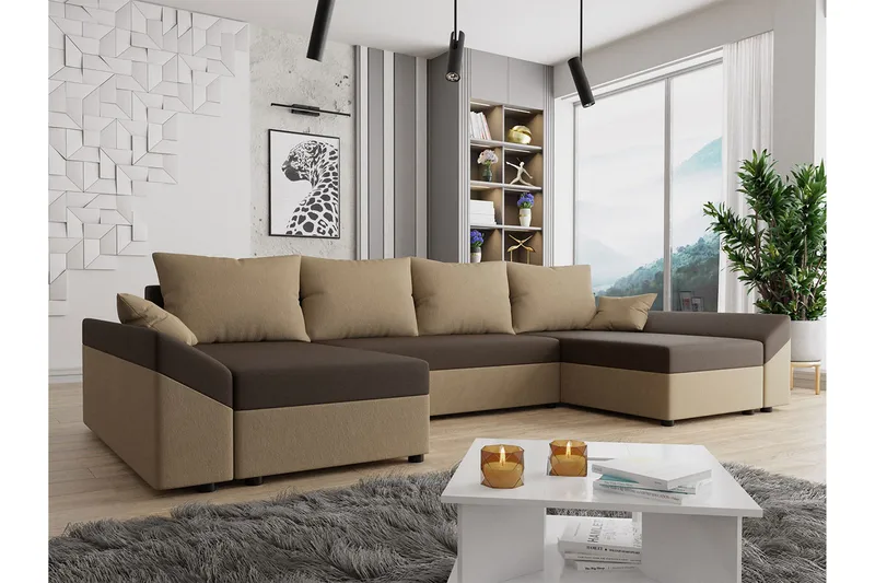 Ovadia 5-seters Sovesofa - Brun/Beige - Møbler - Sofaer - Sovesofaer - Sovesofa divan