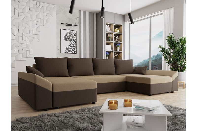 Ovadia 5-seters Sovesofa - Brun/Beige - Møbler - Sofaer - Sovesofaer - Sovesofa divan