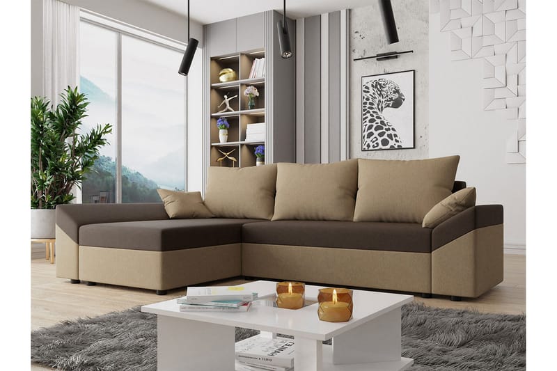 Ovadia 5-seters Sovesofa - Brun/Beige - Møbler - Sofaer - Sovesofaer - Sovesofa divan