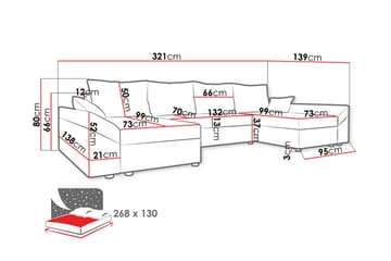Ovadia 5-seters Sovesofa - Svart/Rød - Møbler - Sofaer - Sovesofaer - Sovesofa divan