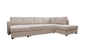 Paris 4-seters Høyre U-formet Sovesofa 143x277 cm med Oppbevaring i Stoff - Lys Beige - Møbler - Sofaer - Sovesofaer - Sovesofa divan