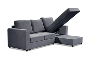 Paris Sovesofa 3-seter med Divan Vendbar - Grå - Møbler - Sofaer - Sovesofaer - Sovesofa divan