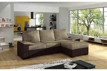 Portomouro Sovesofa med Divan - Beige/Brun - Møbler - Sofaer - Sovesofaer - Sovesofa divan