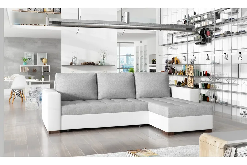 Potes Sovesofa med Divan, Grå/Hvit
