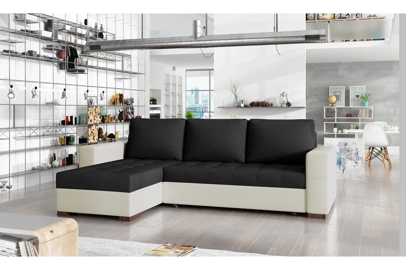 Potes Sovesofa med Divan, Svart/Beige