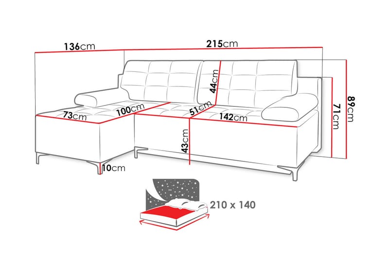 Rexton 4-seters Sovesofa Venstre - Beige - Sovesofa divan