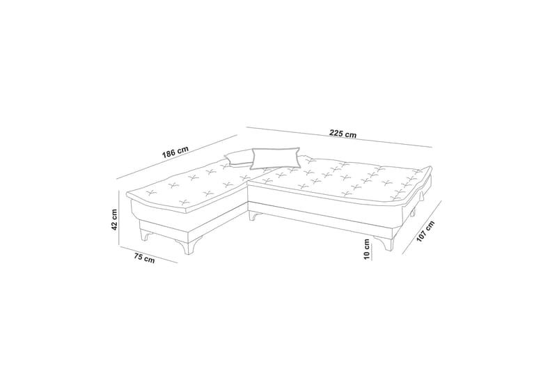 Riversdale Sovesofa med Sjeselong 4-seter - Grå - Møbler - Sofaer - Sovesofaer - Sovesofa divan