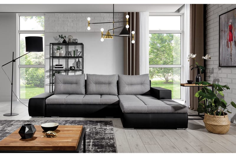 Rodeche 3-seters Sovesofa m. Divan med Oppbevaring - Lys grå - Møbler - Sofaer - Sovesofaer - Sovesofa divan