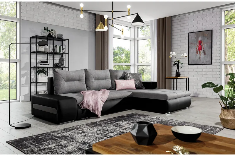 Rodeche 3-seters Sovesofa m. Divan med Oppbevaring - Lys grå - Møbler - Sofaer - Sovesofaer - Sovesofa divan