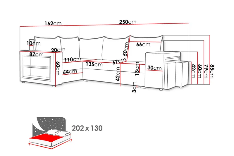 Roma M Hjørnesovesofa - Brun - Møbler - Sofaer - Sovesofaer - Hjørnesovesofa